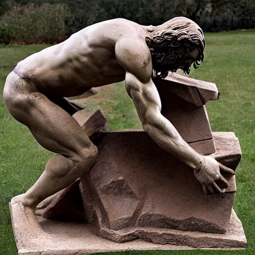 Prompt: jesus christ benchpressing large weights, roman sculpture