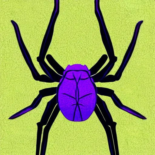 Image similar to spider, purple and green, style of hydro74, vector, woodblock