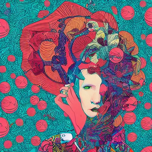 Image similar to album cover design in beautiful colors by james jean and jonathan zawada