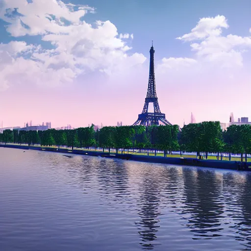 Image similar to paris with canton tower, ultra realistic, cinematic