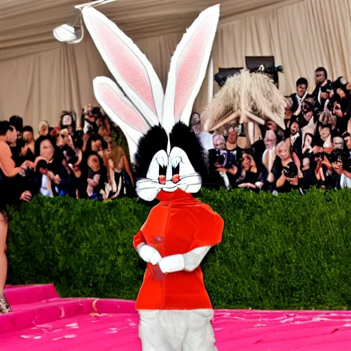 Image similar to photo of bugs bunny at the met gala