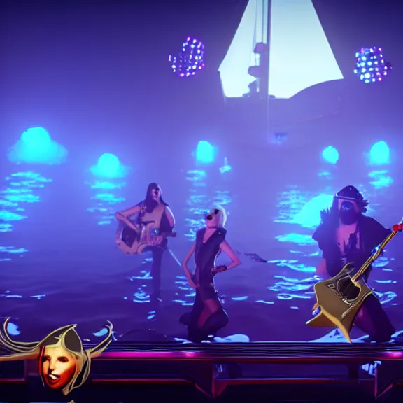 Image similar to Lady Gaga concert in Sea of Thieves (2018), Unreal Engine