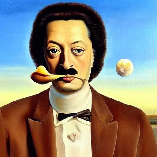 Prompt: The masterpiece painting of elon musky by salvia dali the second, salvador dali's much more talented painter cousin, 4k, ultra realistic