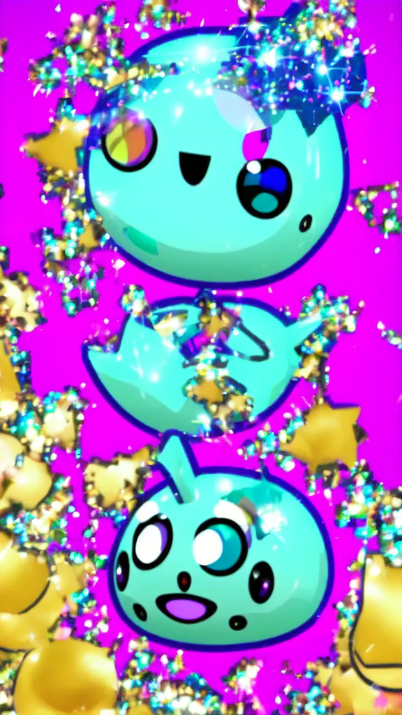 Prompt: popworld 3 d y 2 k tamagotchi and sparkles, seapunk
