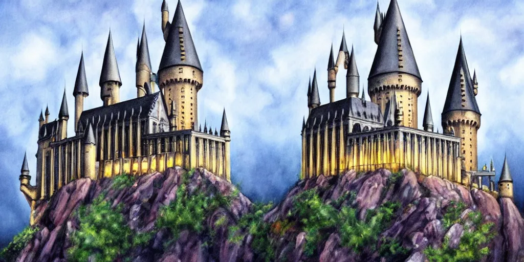 Image similar to hogwarts castle, painting