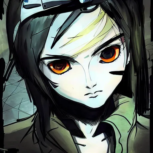 Image similar to 14 year old kristina pimenova, in the style of yoji shinkawa and naruto, epic concept art