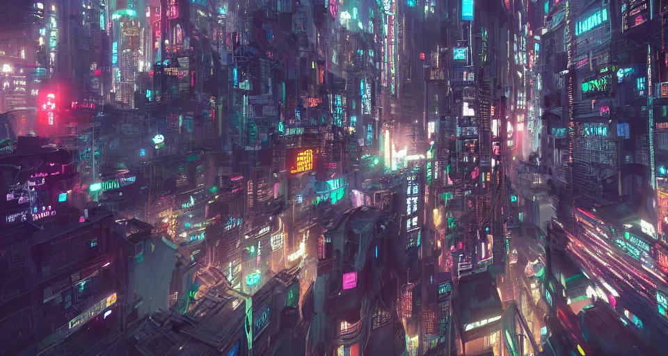 Prompt: city center of a cyberpunk city, intricate artwork by tooth wu and wlop and beeple, octane render, hyper realism, 8 k