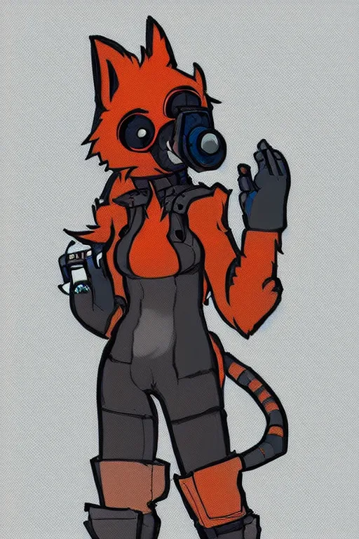 Image similar to a cute cyberpunk anthropomorphic fox with a fluffy tail, comic art, trending on furaffinity, cartoon, kawaii, backlighting, furry art!!!, cel shading, concept art, lineless