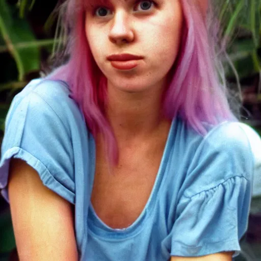 Image similar to a candid, intimate, authentic, portrait, high resolution, color, digital photo of a cute 2 2 year old alternative woman from brisbane in the year 1 9 8 8. slightly long shot