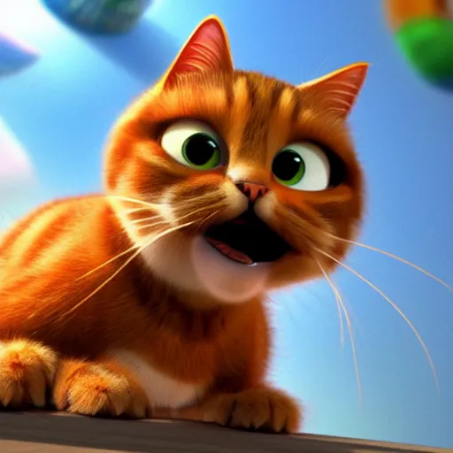 Image similar to pixar movie, tabby cat, 3 d, pixar _ tabby _ cat