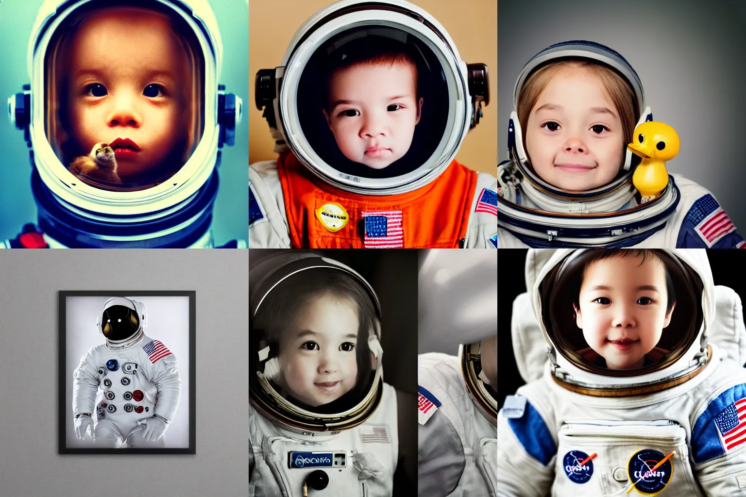 Image similar to A Very cute adorable astronaut duckling face portrait, realistic, 50mm lens, cinematic, realistic photo,