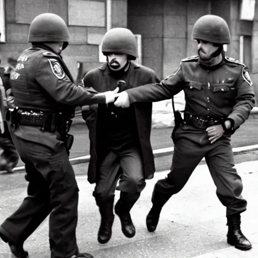 Image similar to a wizard, being arrested by spetsnaz