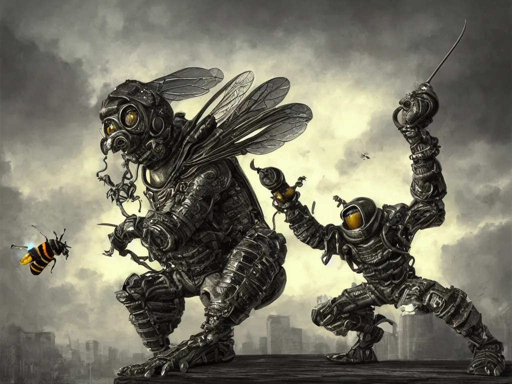 Prompt: Hooligan bee squatting on suburbia. Photorealistic, lifelike, Unreal Engine, sharp, sharpness, detailed, 8K, by Gerald Brom, Dan Mumford