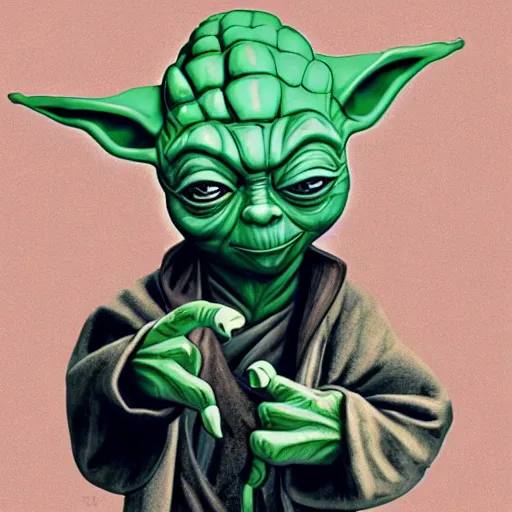 Image similar to yoda dressed as a rapper in the inner city