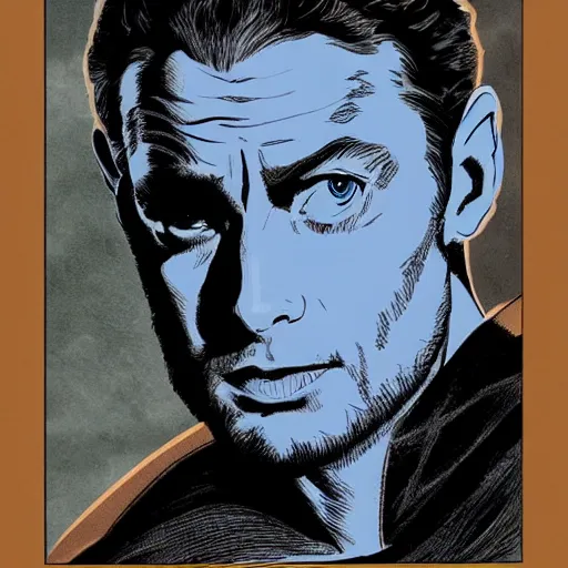 Image similar to Jude Law as a Star Trek captain, comic book art