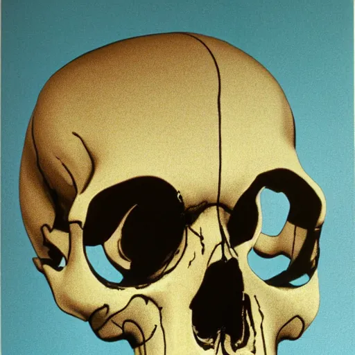 Prompt: skull by artwork karl gerstner, 8 k scan