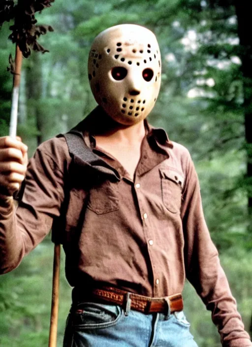 Prompt: high school year book photo of jason voorhees as a teenager looking awkward from the movie friday the 1 3 th, film shot, portrait photography, soft lighting, soft focus, ironic, 1 9 8 3