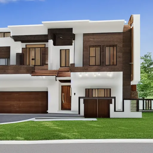 Image similar to a verry cool house that is one floor house with 4 bedrooms and 4 bathrooms and kitchen and a two door garage