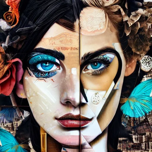 Image similar to Roman Goddess, contemporary collage, highly detailed, digital painting, 4k, HDR, fashion, smooth, sharp focus, art by Sandra Chevrier