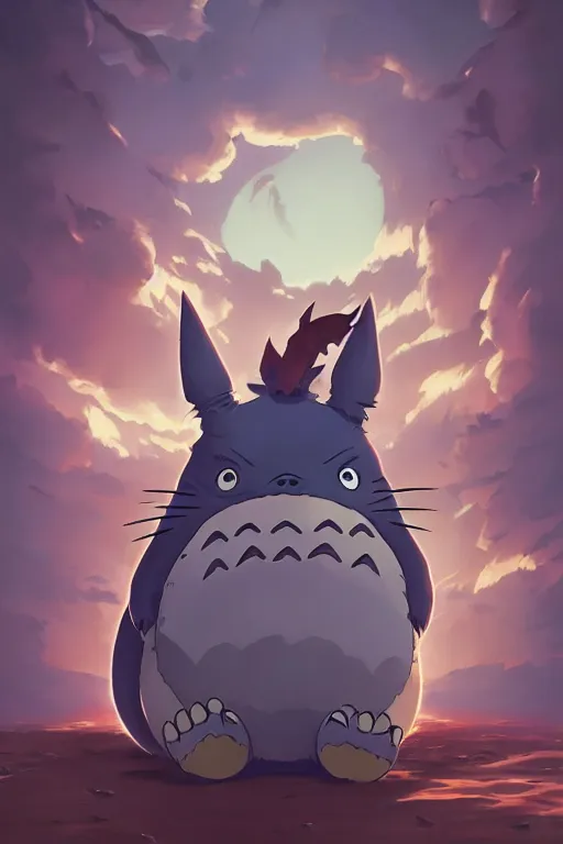 Image similar to Evil Totoro portrait, by Jesper Ejsing, RHADS, Makoto Shinkai and Lois van baarle, ilya kuvshinov, rossdraws global illumination
