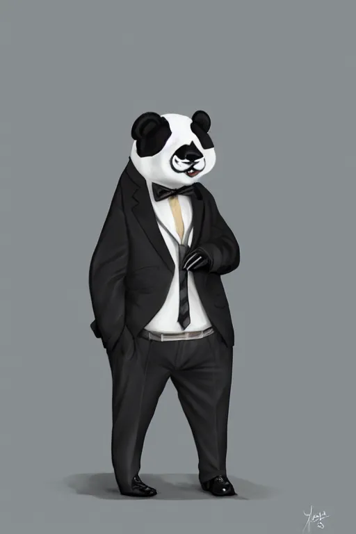 Prompt: a panda, dressed in a suit, elegant, highly detailed, digital painting, artstation, concept art, smooth, sharp focus, illustration, 8 k