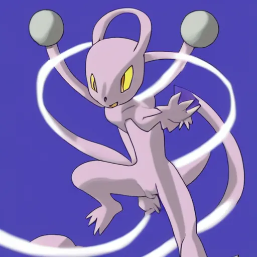 Prompt: the pokemon mewtwo