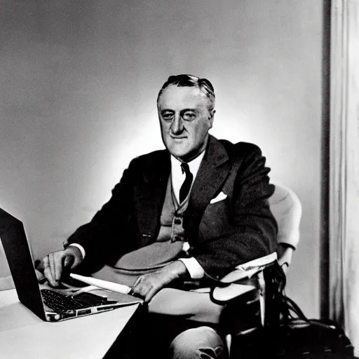 Image similar to 1932 photo of Franklin Roosevelt shows he did in fact own a macbook pro