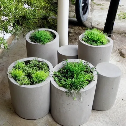 Image similar to creative concrete pots with seatings, olive trees, wpc decking on the floor