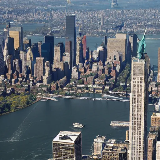 Prompt: aerial of a giant bird in new york,