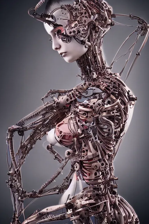 Prompt: gorgeous biomechanical cyborg women being torn apart by nature, by dang my linh, wires, microchip, beautiful, sexy