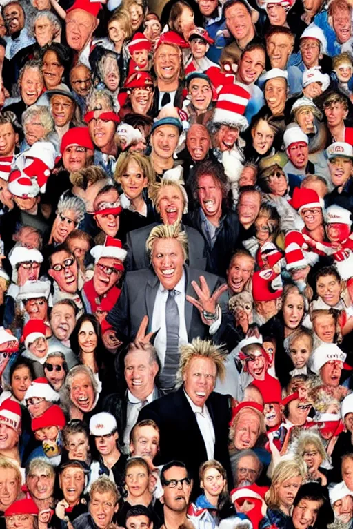 Prompt: where's waldo, waldo is gary busey