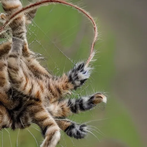 Prompt: cat spider hybrid hunting in the wild