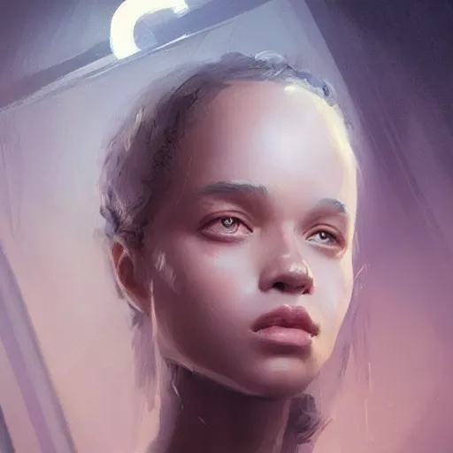 Image similar to “ portrait of zoe isabella kravitz by greg rutkowski, young, attractive, highly detailed portrait, scifi, digital painting, artstation, concept art, smooth, sharp foccus ilustration, artstation hq ”