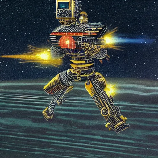Image similar to the edge of the universe (on film), cybernetic cyborg warrior, by Chris Foss and Tim White