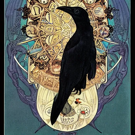 Image similar to raven by mucha