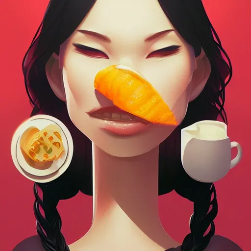 Image similar to face icon stylized minimalist breakfast at tiffany's, loftis, cory behance hd by jesper ejsing, by rhads, makoto shinkai and lois van baarle, ilya kuvshinov, rossdraws global illumination