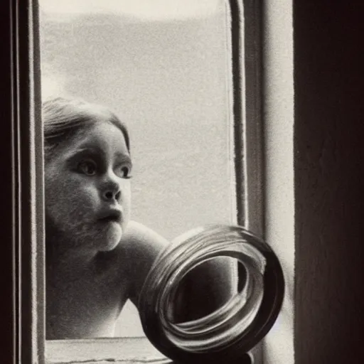Prompt: waits at the window wearing the face that she keeps in the jar by the door 'Who is it for?'