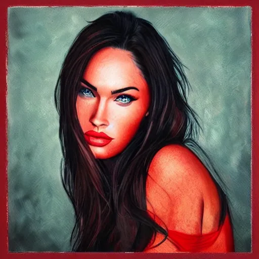 Image similar to “Beautiful Megan Fox Red pencil paintings, red white colors, ultra detailed portrait, 4k resolution”