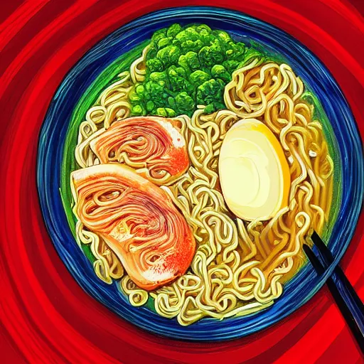 Image similar to a bowl of ramen, aesthetic painting, digital art, concept art, detailed, sharp