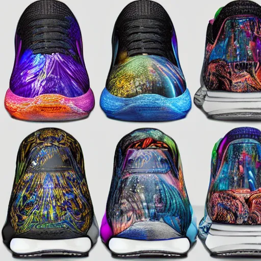 Image similar to Ultra detailed sneakers designed by Legolas from Lord of the Rings, superresolution, HDR, futuristic sneakers