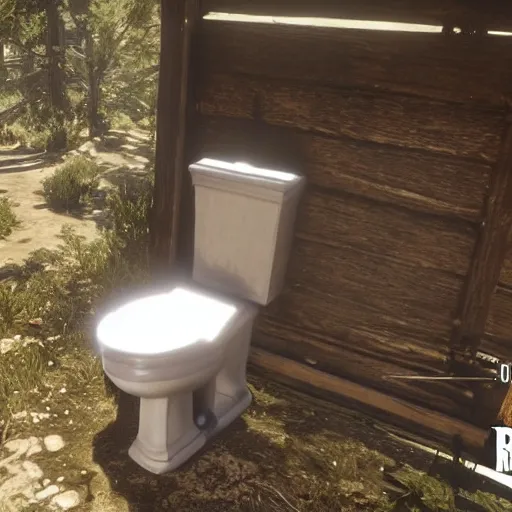 Prompt: a toilet in red dead redemption 2