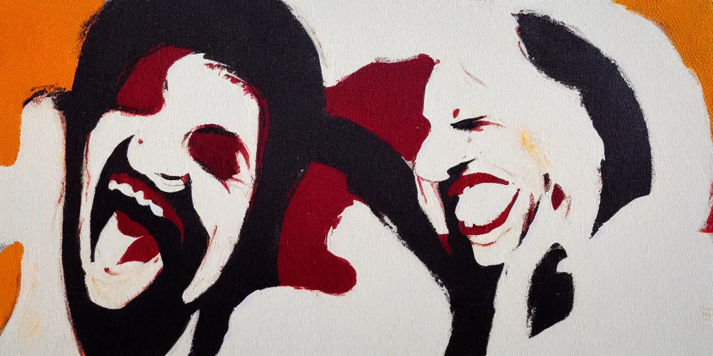 Image similar to detailed minimalistic painting of people laughing