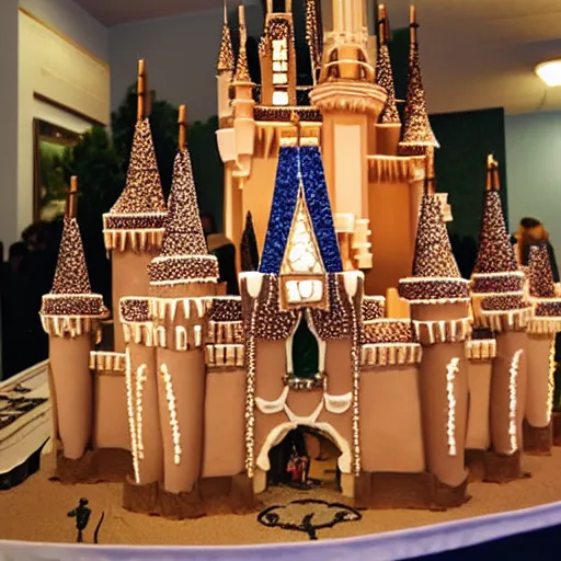 Image similar to castle by walt disney made out of gingerbread and stuff