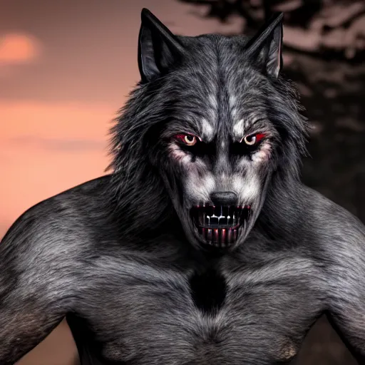 Prompt: man transforming into a werewolf at night with black realistic fur, ultra detail, unreal engine, 8 k