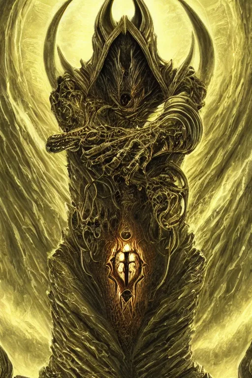 Prompt: portrait of Sauron, Lord of the Rings holding the One Ring, in style of Doom, in style of Midjourney, insanely detailed and intricate, golden ratio, elegant, ornate, unfathomable horror, elite, ominous, haunting, matte painting, cinematic, cgsociety, James jean, Noah Bradley, Darius Zawadzki, vivid and vibrant