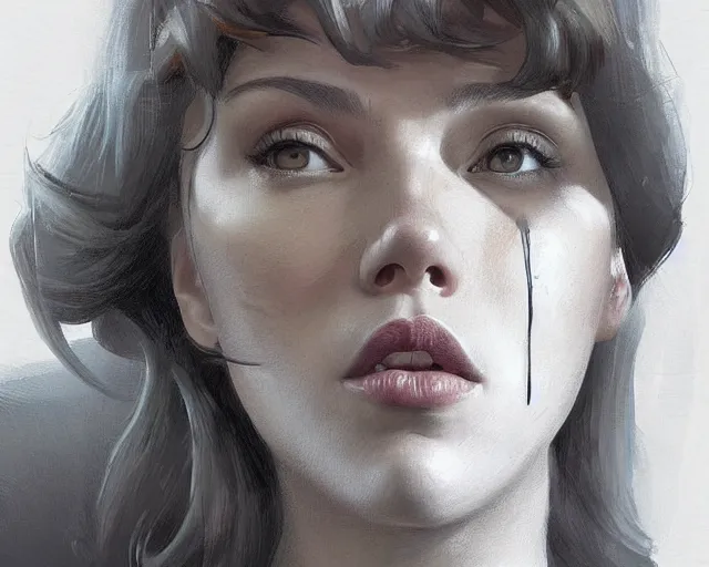 Prompt: portrait of scarlett johansson drinking water in team fortress 2 style, detailed face, dark fantasy art, fantasy, pretty, hd shot, digital portrait, beautiful, artstation, comic style, by artgerm, guy denning, jakub rozalski, magali villeneuve, neoartcore and charlie bowater