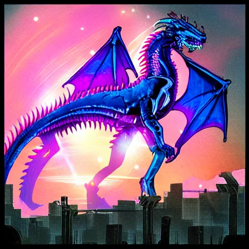 Image similar to synthwave dragon