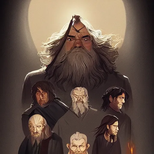 Image similar to face icon stylized minimalist the lord of the rings : the fellowship of the ring 2 0 0 1, loftis, cory behance hd by jesper ejsing, by rhads, makoto shinkai and lois van baarle, ilya kuvshinov, rossdraws global illumination