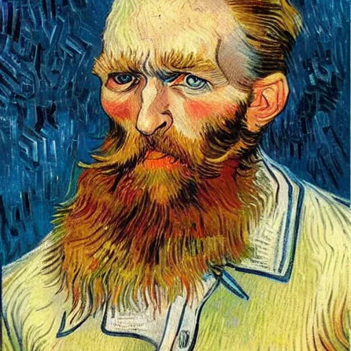 Prompt: a man with a beard, art by Tony sart, van gogh