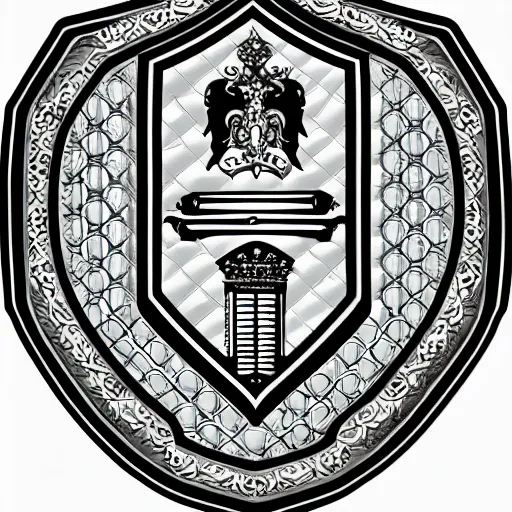 Prompt: coat of arms, octagonal shield, intricate details, futuristic